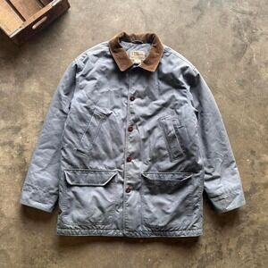 Vintage L.L Bean Blue Trench Coat with corduroy Collar